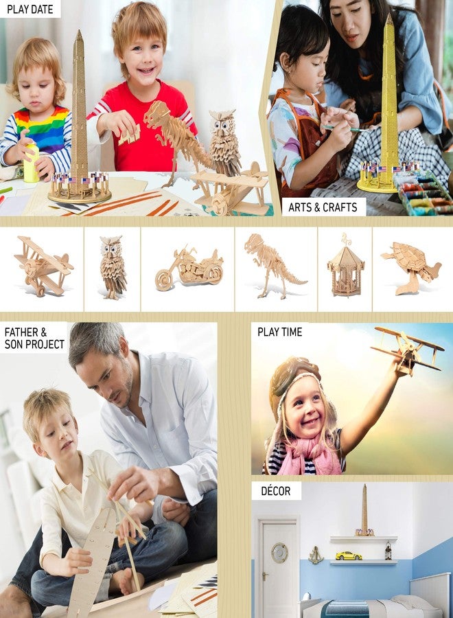 Puzzled 3D Puzzle Washington Monument Wood Craft Construction Model Kit, Educational DIY Wooden Toy Assemble Model Unfinished Crafting Hobby Puzzle to Build and Paint for Decoration 34 Pieces Pack - Image 5